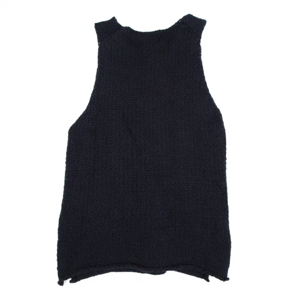ヨウジヤマモト プールオムYohji Yamamoto POUR HOMME コットンローゲージニットベスト 紺3 K-117715_007
