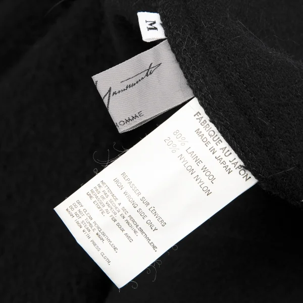 ヨウジヤマモト プールオムYohji Yamamoto POUR HOMMEシャギーウールチャイナボタンコート 黒M K-117716_012