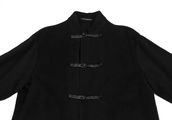 ヨウジヤマモト プールオムYohji Yamamoto POUR HOMMEシャギーウールチャイナボタンコート 黒M K-117716_002