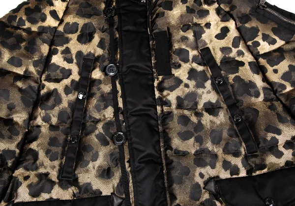 モンクレールMONCLER Zakura Giubbotto レオパード織りフードポンチョダウンジャケット ゴールド黒1 K-117717_010