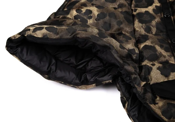 モンクレールMONCLER Zakura Giubbotto レオパード織りフードポンチョダウンジャケット ゴールド黒1 K-117717_012