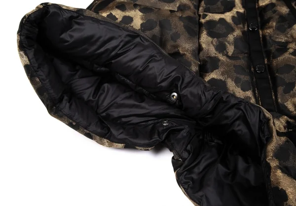 モンクレールMONCLER Zakura Giubbotto レオパード織りフードポンチョダウンジャケット ゴールド黒1 K-117717_013