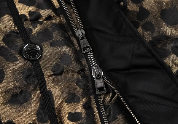 モンクレールMONCLER Zakura Giubbotto レオパード織りフードポンチョダウンジャケット ゴールド黒1 K-117717_014