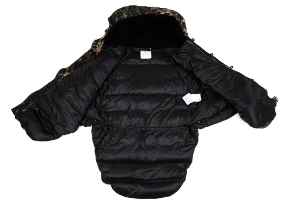 モンクレールMONCLER Zakura Giubbotto レオパード織りフードポンチョダウンジャケット ゴールド黒1 K-117717_015