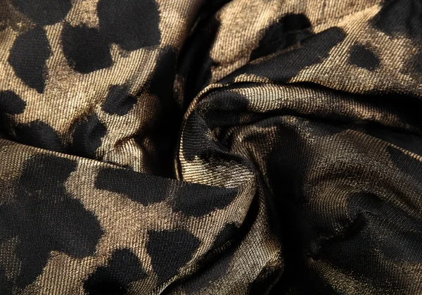 モンクレールMONCLER Zakura Giubbotto レオパード織りフードポンチョダウンジャケット ゴールド黒1 K-117717_018