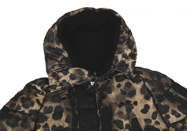 モンクレールMONCLER Zakura Giubbotto レオパード織りフードポンチョダウンジャケット ゴールド黒1 K-117717_003