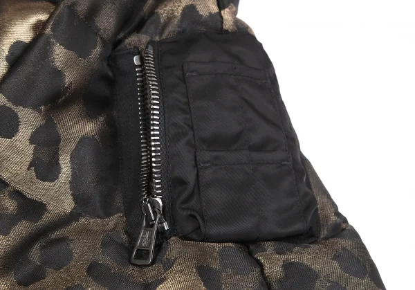 モンクレールMONCLER Zakura Giubbotto レオパード織りフードポンチョダウンジャケット ゴールド黒1 K-117717_009