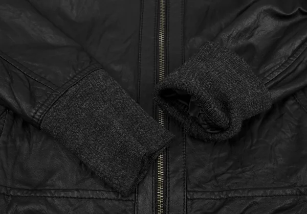 エストネーションESTNATION ラムレザーシングルジャケット 黒F K-117723_006