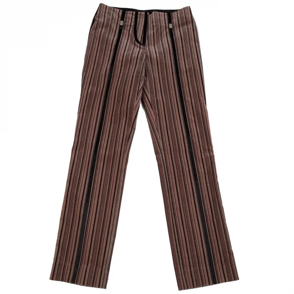 エンポリオアルマーニEMPORIO ARMANI マルチストライプコーデュロイパンツ モカピンク黒36 K-117760_001