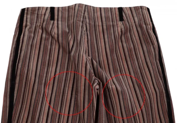 エンポリオアルマーニEMPORIO ARMANI マルチストライプコーデュロイパンツ モカピンク黒36 K-117760_010