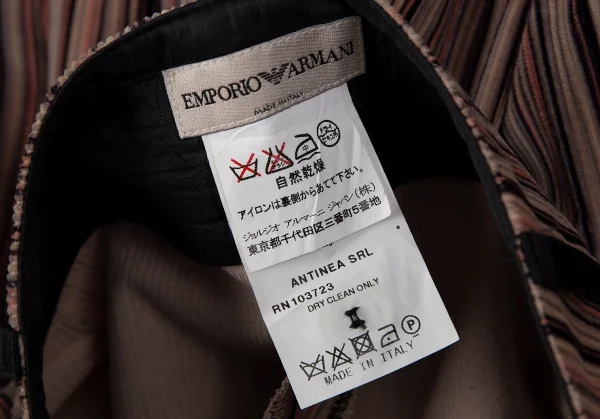 エンポリオアルマーニEMPORIO ARMANI マルチストライプコーデュロイパンツ モカピンク黒36 K-117760_015