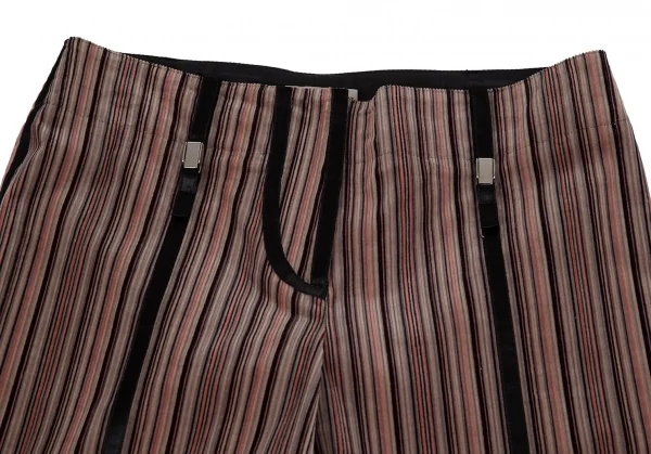 エンポリオアルマーニEMPORIO ARMANI マルチストライプコーデュロイパンツ モカピンク黒36 K-117760_002