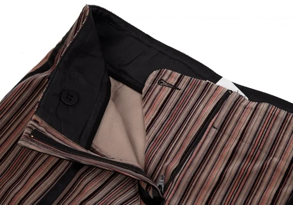 エンポリオアルマーニEMPORIO ARMANI マルチストライプコーデュロイパンツ モカピンク黒36 K-117760_004