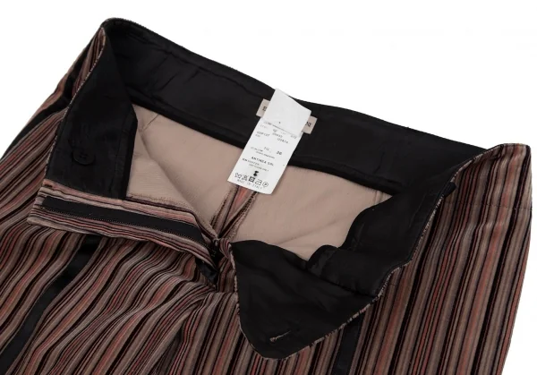 エンポリオアルマーニEMPORIO ARMANI マルチストライプコーデュロイパンツ モカピンク黒36 K-117760_005