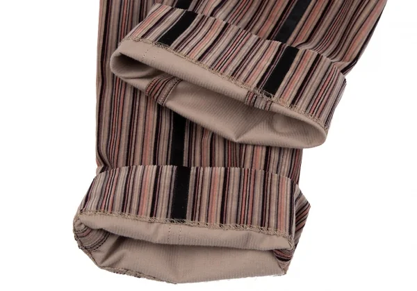 エンポリオアルマーニEMPORIO ARMANI マルチストライプコーデュロイパンツ モカピンク黒36 K-117760_008