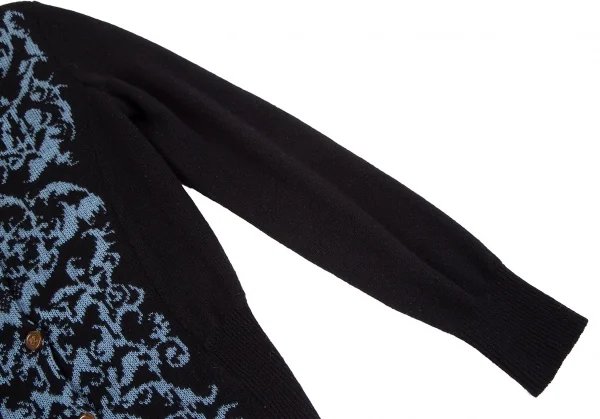 ヴィヴィアンウエストウッド レッドレーベルVivienne Westwood Red Label カーブ柄織りニットカーディガン 黒水色2 K-117769_005