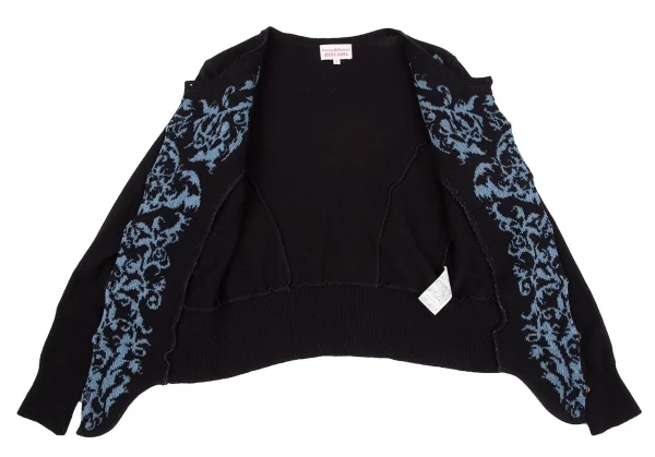 ヴィヴィアンウエストウッド レッドレーベルVivienne Westwood Red Label カーブ柄織りニットカーディガン 黒水色2 K-117769_009