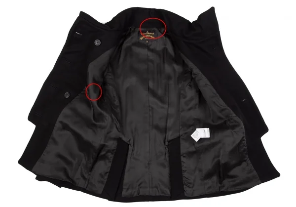 ヴィヴィアンウエストウッド アングロマニアVivienne Westwood ANGLOMANIA メルトンナポレオンジャケット 黒38 K-117772_012