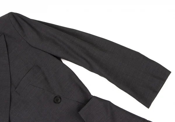 ヨウジヤマモト ファムYohji Yamamoto FEMME ウールポリカッティング変形ジャケット グレー2 K-117777_006