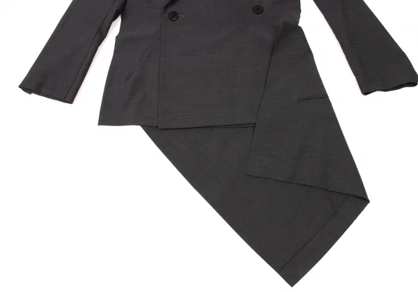 ヨウジヤマモト ファムYohji Yamamoto FEMME ウールポリカッティング変形ジャケット グレー2 K-117777_008