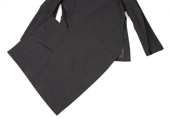 ヨウジヤマモト ファムYohji Yamamoto FEMME ウールポリカッティング変形ジャケット グレー2 K-117777_014