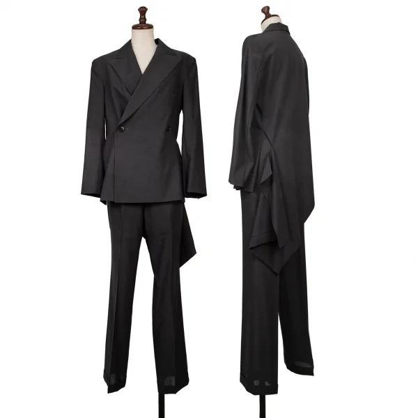 ヨウジヤマモト ファムYohji Yamamoto FEMME ウールポリカッティング変形ジャケット グレー2 K-117777_016