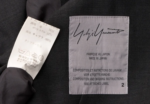 ヨウジヤマモト ファムYohji Yamamoto FEMME ウールポリカッティング変形ジャケット グレー2 K-117777_018