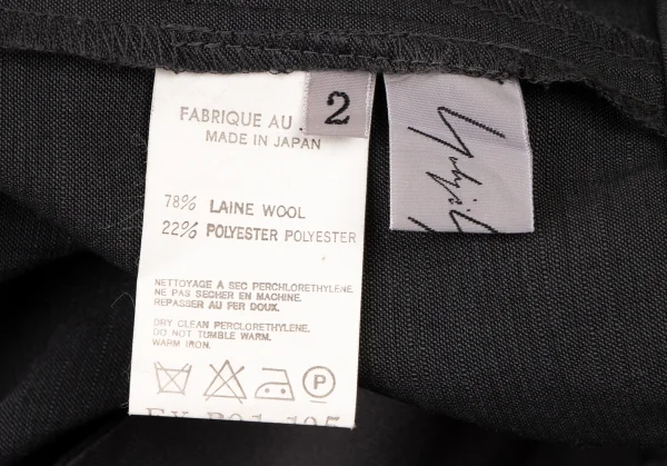 ヨウジヤマモト ファムYohji Yamamoto FEMME ウールポリ裾ダブルスラックス グレー2 K-117778_011