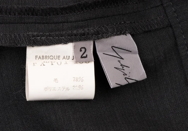 ヨウジヤマモト ファムYohji Yamamoto FEMME ウールポリ裾ダブルスラックス グレー2 K-117778_012
