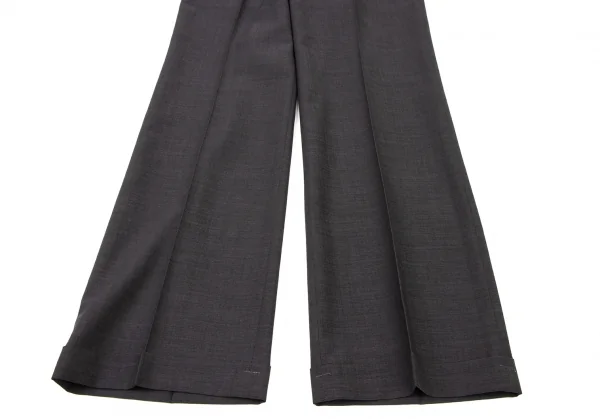 ヨウジヤマモト ファムYohji Yamamoto FEMME ウールポリ裾ダブルスラックス グレー2 K-117778_005