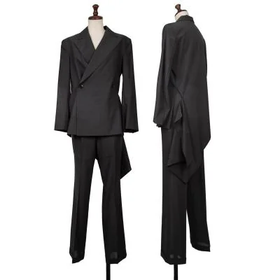 ヨウジヤマモト ファムYohji Yamamoto FEMME ウールポリカッティング変形セットアップスーツ グレー
