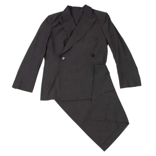 ヨウジヤマモト ファムYohji Yamamoto FEMME ウールポリカッティング変形セットアップスーツ グレー2 K-117779_003