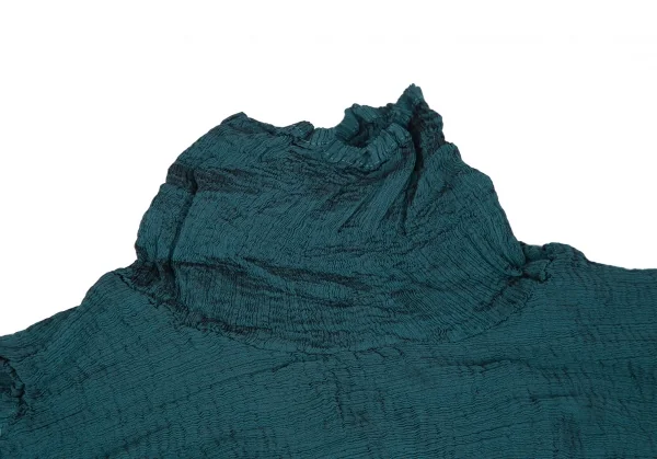 イッセイミヤケ ミーISSEY MIYAKE me 楊柳プリーツドレープハイネックチュニック 緑Free K-117810_004