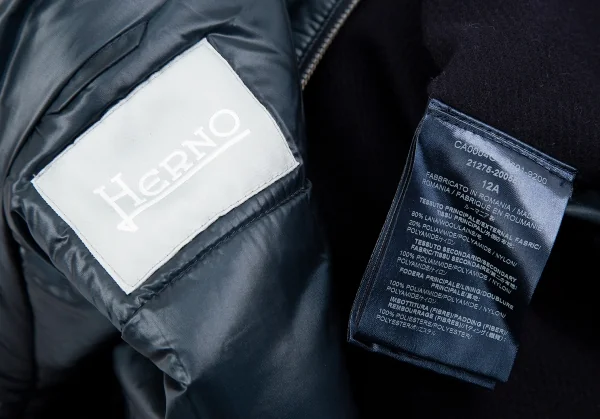 ヘルノHERNO キルティング切替中綿ウールコート 紺12A K-117817_016