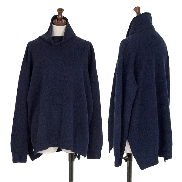 ズッカzucca ハイネックスリットウールニット 紺M K-117819_001