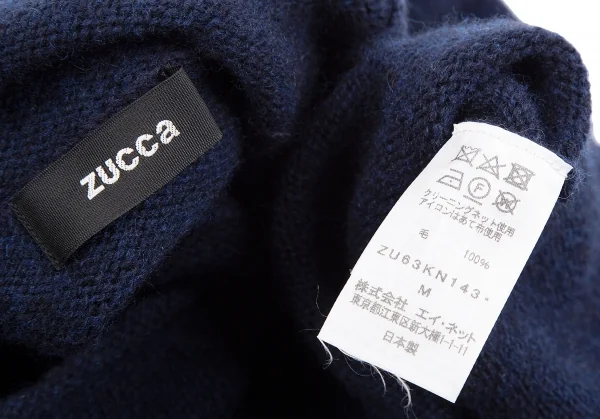 ズッカzucca ハイネックスリットウールニット 紺M K-117819_013