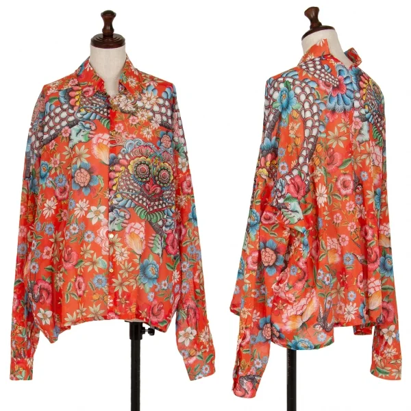 ジュンヤワタナベ コムデギャルソンJUNYA WATANABE COMME des GARCONS フラワーシーサープリントワイドシルエットシャツ オレンジマルチXS K-117838_001