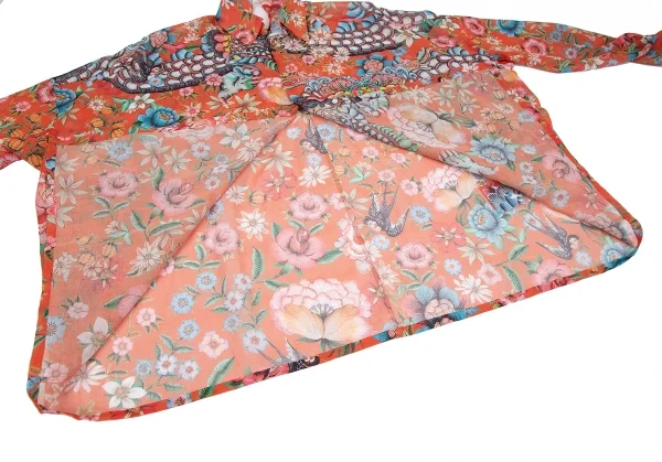 ジュンヤワタナベ コムデギャルソンJUNYA WATANABE COMME des GARCONS フラワーシーサープリントワイドシルエットシャツ オレンジマルチXS K-117838_010