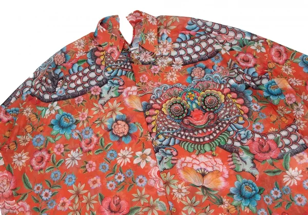 ジュンヤワタナベ コムデギャルソンJUNYA WATANABE COMME des GARCONS フラワーシーサープリントワイドシルエットシャツ オレンジマルチXS K-117838_003
