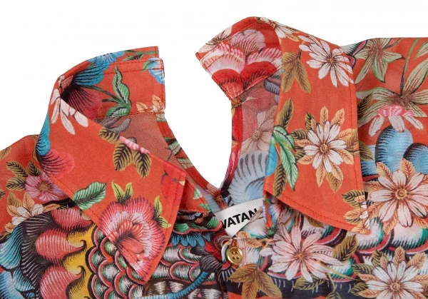 ジュンヤワタナベ コムデギャルソンJUNYA WATANABE COMME des GARCONS フラワーシーサープリントワイドシルエットシャツ オレンジマルチXS K-117838_004