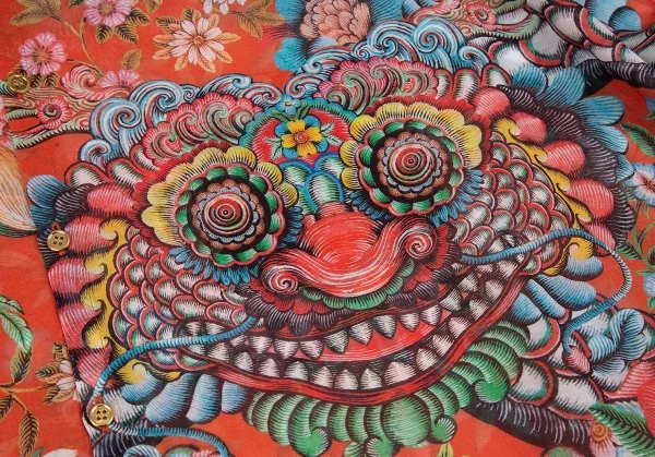 ジュンヤワタナベ コムデギャルソンJUNYA WATANABE COMME des GARCONS フラワーシーサープリントワイドシルエットシャツ オレンジマルチXS K-117838_006