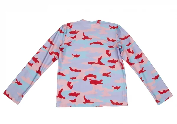 コムデギャルソンCOMME des GARCONS カモフラプリントストレッチカットソー 水色赤ピンクXS K-117839_012