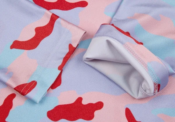 コムデギャルソンCOMME des GARCONS カモフラプリントストレッチカットソー 水色赤ピンクXS K-117839_009