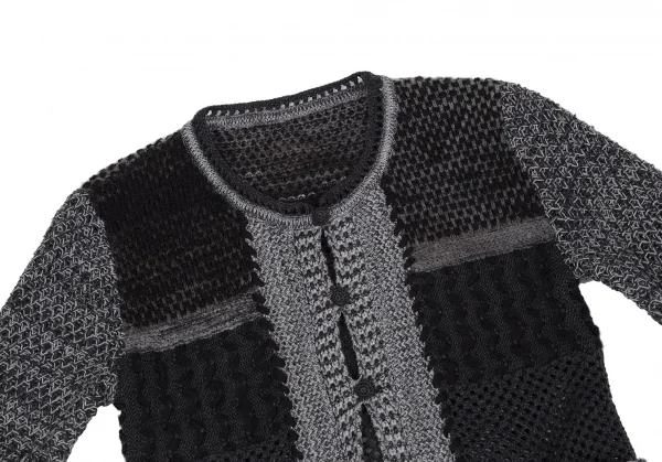 美品 ハート イッセイミヤケ HaaT ISSEY MIYAKE カーディガン ロングスリーブ 長袖 ウール ニット 2(M) カーキ/ブラウン イッセイミヤケ ハートISSEY MIYAKE HaaT 編み替えデザインニット