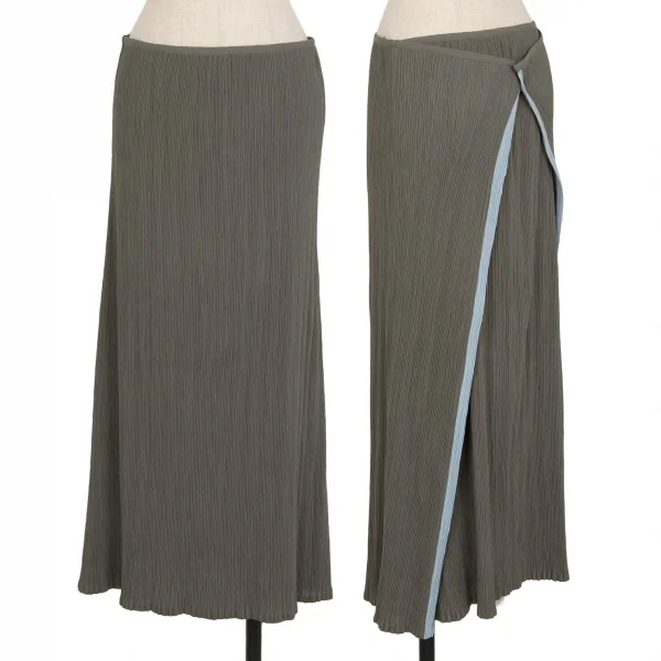イッセイミヤケ ホワイトレーベルISSEY MIYAKE WHITELABEL プリーツハーフラップスカート モカグレーM位 K-117872_001