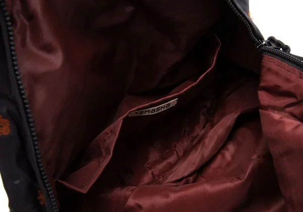 イッセイミヤケハートタマシャISSEY MIYAKE HaaT TaMaSHa フラワー刺繍ラウンドハンドバッグ 黒白茶 K-117901_012