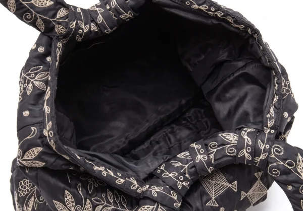 イッセイミヤケハートタマシャISSEY MIYAKE HaaT TaMaSHa ステッチ刺繍リングハンドルバッグ 黒 K-117902_008