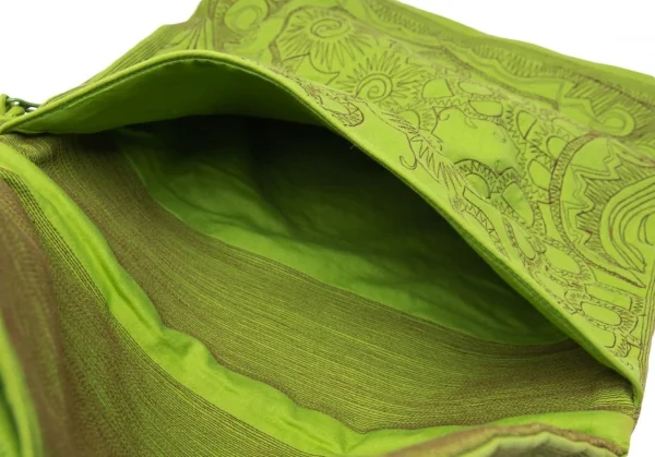 イッセイミヤケハートタマシャISSEY MIYAKE HaaT TaMaSHa ステッチ刺繍フラップショルダーバッグ 黄緑 K-117903_013