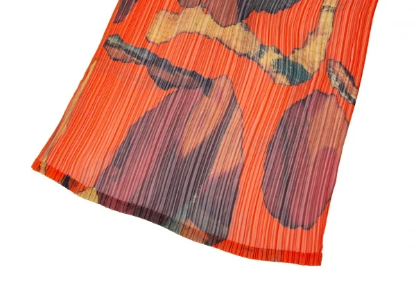 イッセイミヤケISSEY MIYAKE グラフィックプリントプリーツストール オレンジ K-117928_003