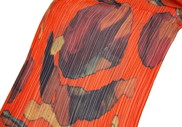 イッセイミヤケISSEY MIYAKE グラフィックプリントプリーツストール オレンジ K-117928_004